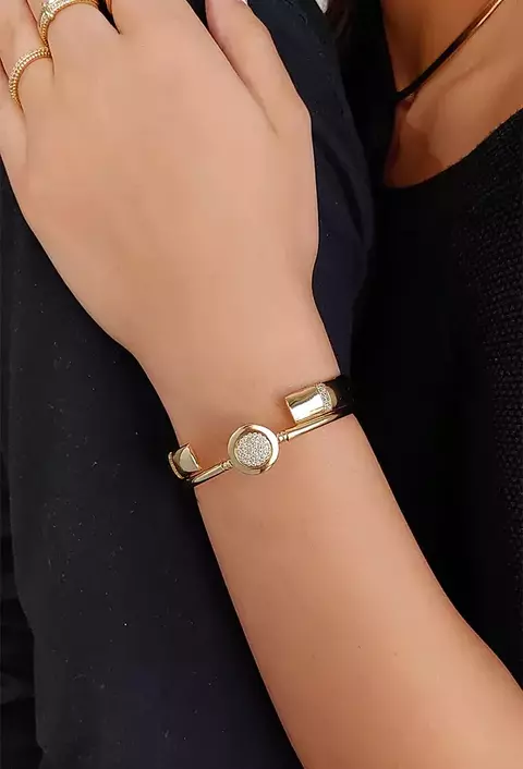 Bracelete Luxo Cravejado no Ouro