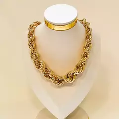 Choker Cordão Baiano Crescente no Ouro