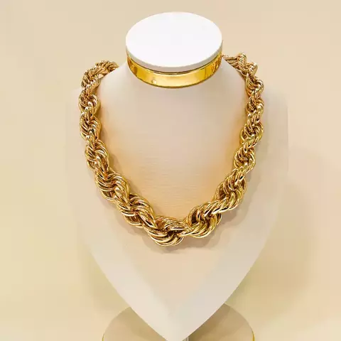 Choker Cordão Baiano Crescente no Ouro