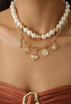 Pingente de Coração Duplo Liso no Ouro - comprar online