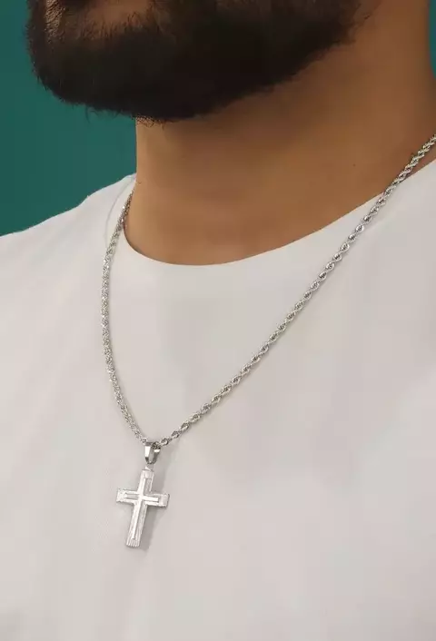 Colar Cordão Baiano Masculino Aço Inoxidável