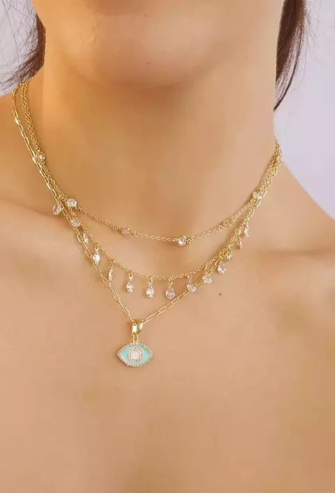 Choker com Ponto de Luz Cristal no Ouro