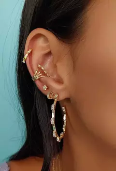 Piercing Fake com Zircônias Baguetes no Ouro