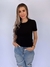 Camiseta Feminina Baby Look Preta Básica Lisa Cotton Premium - loja online