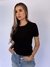 Imagem do Camiseta Feminina Baby Look Preta Básica Lisa Cotton Premium