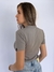 Camiseta Feminina Baby Look Cotton Cinza Premium Mini Logo Branca Valansuelo