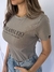Camiseta Feminina Baby Look Cotton Cinza Logo Preta Valansuelo - loja online
