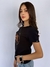 Camiseta Baby Look Cotton Preta Estampa Laranja Premium Valansuelo - comprar online