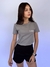 Camiseta Feminina Baby Look Cotton Cinza Premium Mini Logo Branca Valansuelo - comprar online