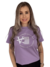 Camiseta T-Shirt Lilás 100% Algodão Estampa Grande Branca Valansuelo