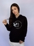 Moletom Feminino c/ Capuz Preto Estampa Branca Valansuelo - comprar online