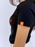 Camiseta Baby Look Cotton Preta Mini Logo Laranja Premium Valansuelo - loja online