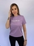 Camiseta T-Shirt Lilás 100% Algodão Estampado Branco Valansuelo