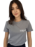 Camiseta Feminina Baby Look Cotton Cinza Premium Mini Logo Branca Valansuelo