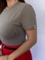 Camiseta Feminina Baby Look Cinza Básica Lisa Cotton Premium - loja online