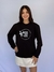 Moletom Blusão Feminino Preto Estampado Logo Branco Valansuelo na internet