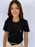 Camiseta Baby Look Cotton Preta Mini Logo Branca Premium Valansuelo - comprar online
