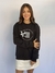 Moletom Blusão Feminino Preto Estampado Logo Branco Valansuelo - loja online