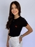 Camiseta Baby Look Cotton Preta Mini Logo Laranja Premium Valansuelo - comprar online