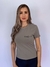 Camiseta Baby Look Cinza Cotton Premium Logo Preta Valansuelo na internet
