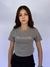Camiseta Feminina Baby Look Cotton Cinza Premium Logo Branca Valansuelo - comprar online