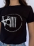 Camiseta Feminina Baby Look Cotton Preta Estampada Premium Valansuelo - loja online
