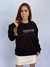 Moletom Blusão Feminino Preto Logo Branco Valansuelo - loja online