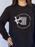 Imagem do Moletom Blusão Feminino Preto Estampado Logo Branco Valansuelo