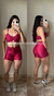 Conjunto short poliamida aveludada com leve brilho
