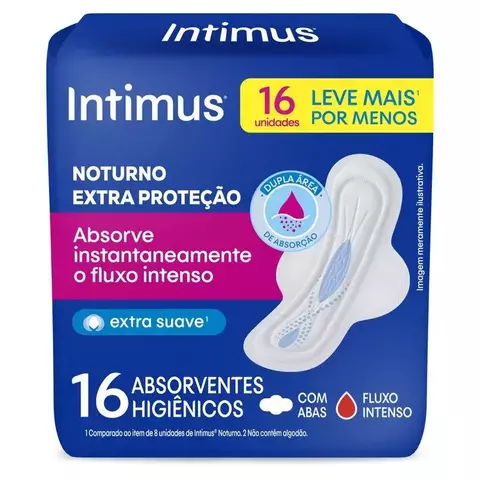 Absorvente Intimus Gel Noturno C/Abas Suave C/16un