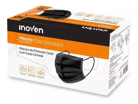Máscara Descartável Preta Inoven C/50un