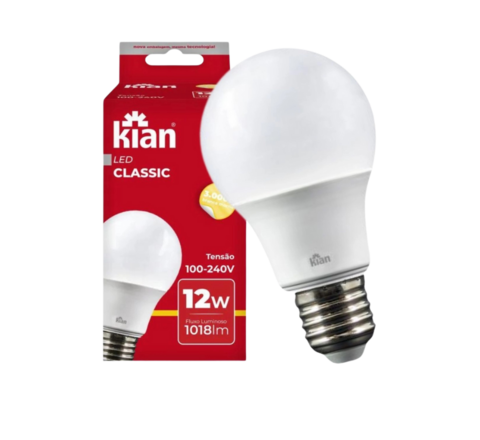 Lâmpada LED Bulbo 12W Bivolt Branco Morno 3000K - Kian - comprar online
