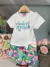 conjunto momi blusa off com estampa e short colorido verde - comprar online