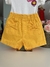 shorts momi amarelo com bolso e laco