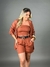 TRIJUNTO FEMININO CAMISA, TOP E SHORT EM VISCOSE TERRACOTA
