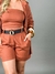 TRIJUNTO FEMININO CAMISA, TOP E SHORT EM VISCOSE TERRACOTA - comprar online