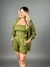 TRIJUNTO FEMININO CAMISA, TOP E SHORT EM VISCOSE VERDE