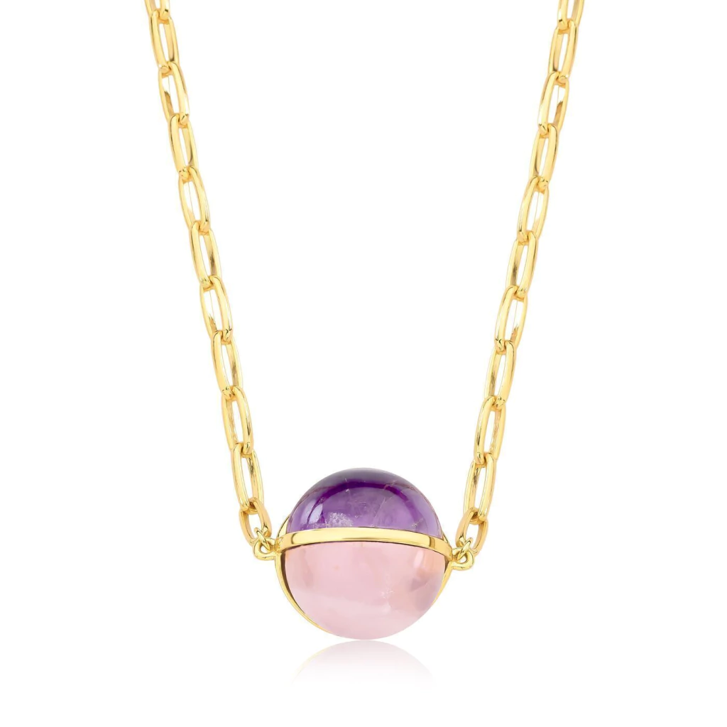 COLAR FREYA - FELDSPATO VERMELHO, AMETISTA E QUARTZO ROSA