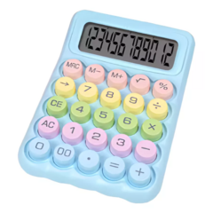 Calculadora Teclas Redondas 12 Digitos Celeste - Comprafacil