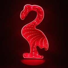 Lampara Led Cisne Efecto Infinito Rojo Espejado