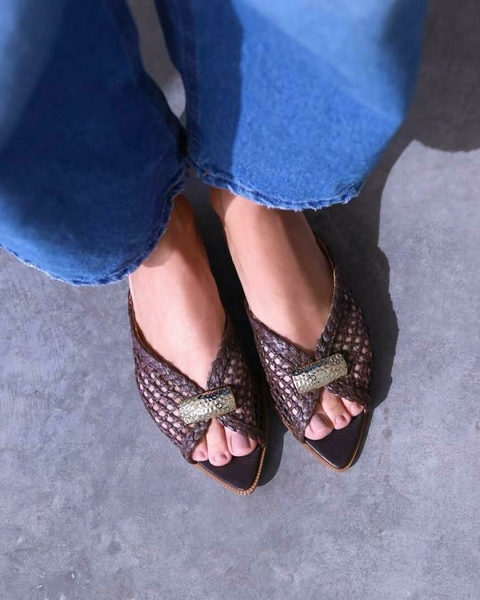 Mulle Tela Bico Folha Tela Rafia Metal Ferrucci