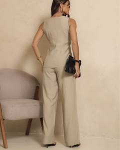 Conjunto Calça e Colete Alfaiataria Nude - Aneliz