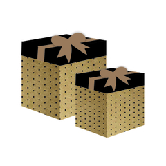 Caixa cubo com fita presente Kraft Póa Preto 09 - comprar online