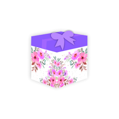 Caixa cubo com fita presente Floral Roxa 10 - SORRIA IMPACTANDO VIDAS - EMPREENDEDORISMO SOCIOAMBIENTAL DE IMPACTO 