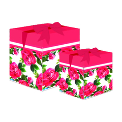 Caixa cubo com fita presente Rosas Vermelhas 03 - comprar online