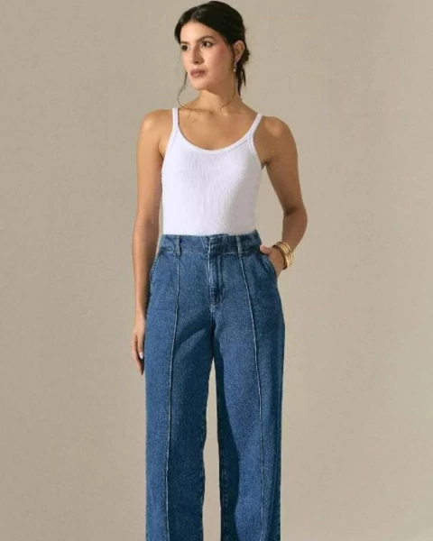 Calça Jeans Com Vinco Na Frente - comprar online