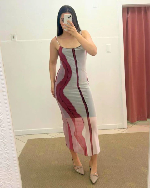 Vestido Tule Estampado Midi - comprar online