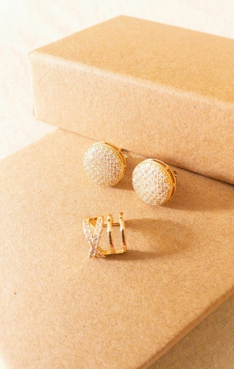 Brinco Redondo Cravejado Com Piercing - comprar online