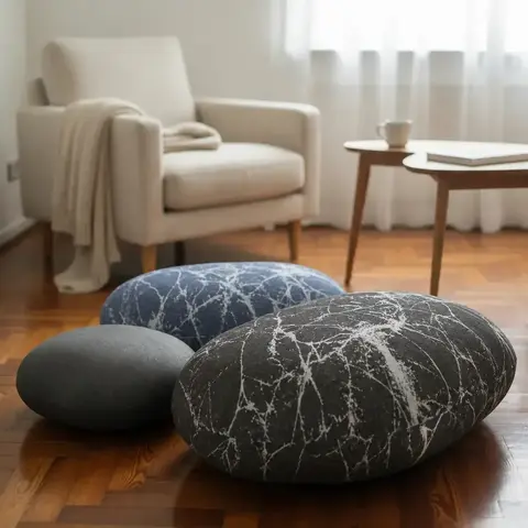 Almohadon Puff Roca Memoria Viscoelastico Kit 3 Unidades