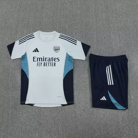 Conjunto Arsenal Treino 2025 Cinza & Azul - Camisa + Shorts